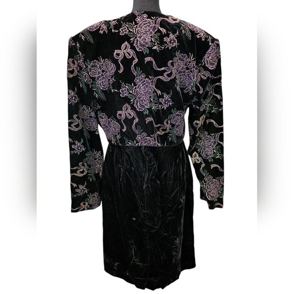 Vintage 80s 90s Scott McClintock Velvet Strapless Dress Embellished Bolero Set - Picture 4 of 14